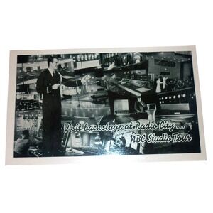 Vintage NBC Studio Tour Radio City Postcard Rockefeller Center NYC Unposted B&W